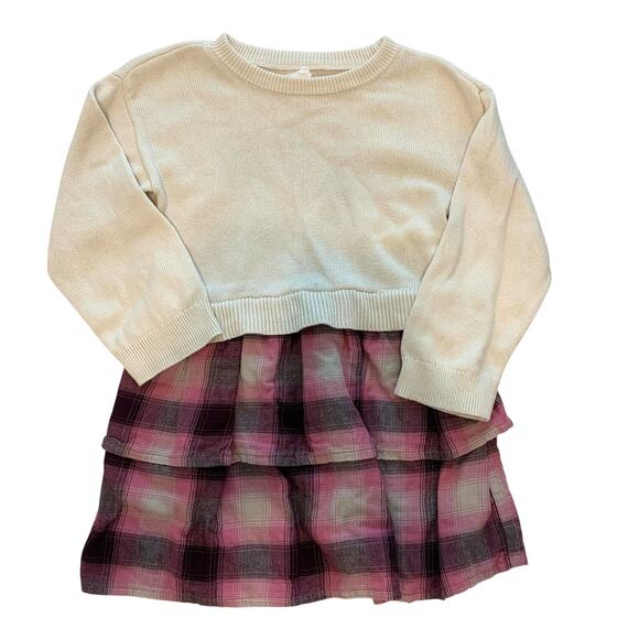 GAP Pink Plaid and Ivory Knit Sweater Dress - Picture 1 of 5